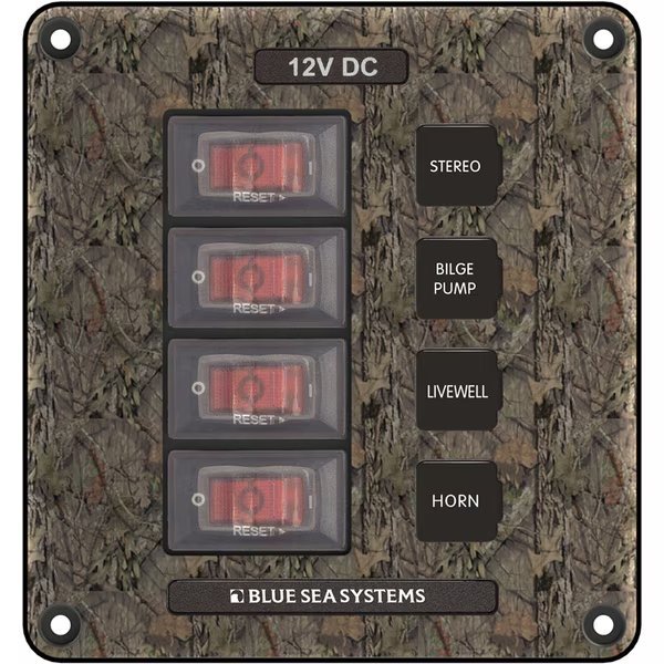 4323 Circuit Breaker Switch Panel 4 Position - Camo, Blue Sea Systems, Mfr#: 4323